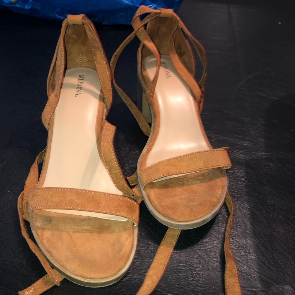 Merona suede lace up heels